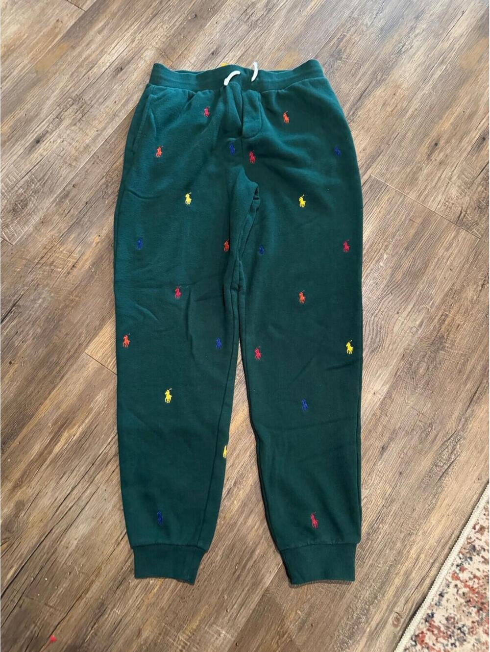 Ralph Lauren Polo Pony Fleece Jogger Pant Green Sz Lg 14/16